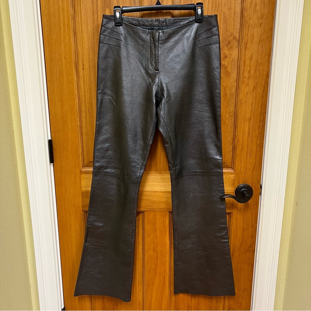 Gorgeous Vintage Cache Lamb Leather Pants, Size 8, Dark Charcoal Grey